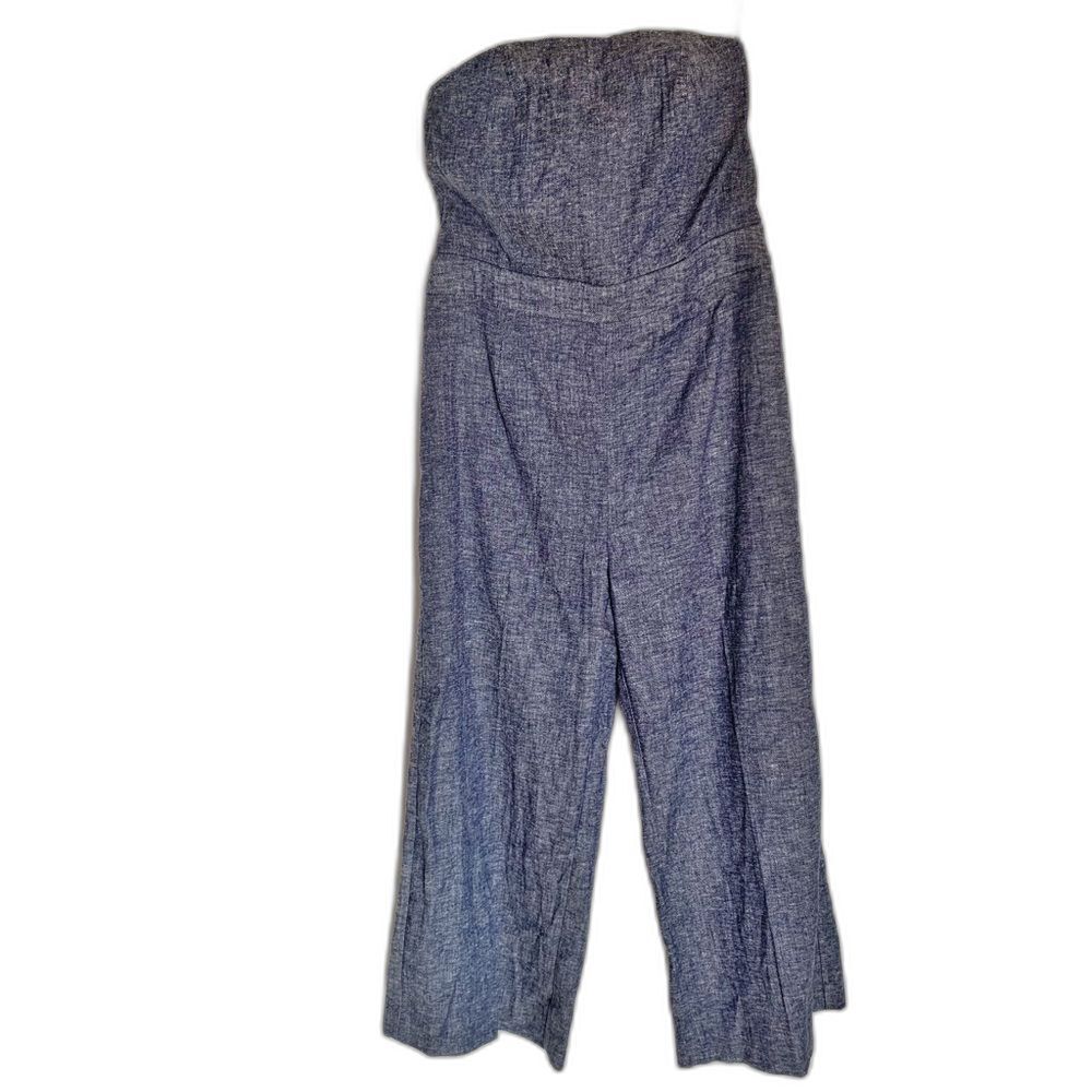 Chicos Black Label Linen Twill Jumpsuit Wide Leg Removable Straps Sz 8 (M) - Picture 9 of 12